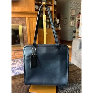 Vintage Coach Small Navy Blue City Bag with Coach Hang Tag